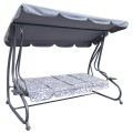 Veľká Záhradná hojdačka 4-os.Sivá + Textil + Strecha + Nastaviteľné sedadlo + 4 Vankúše