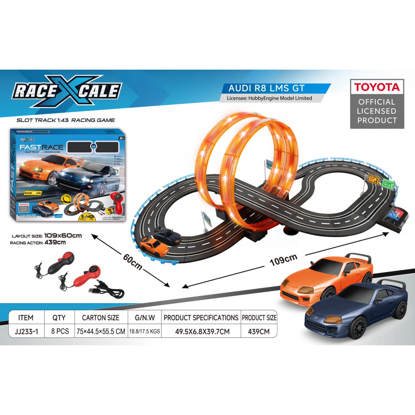 copy of R/C TOYOTA Pretekárska dráha 1:43 - 109x60 cm