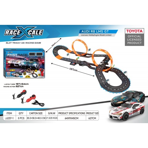 R/C TOYOTA Pretekárska dráha 1:43 - 187x94 cm