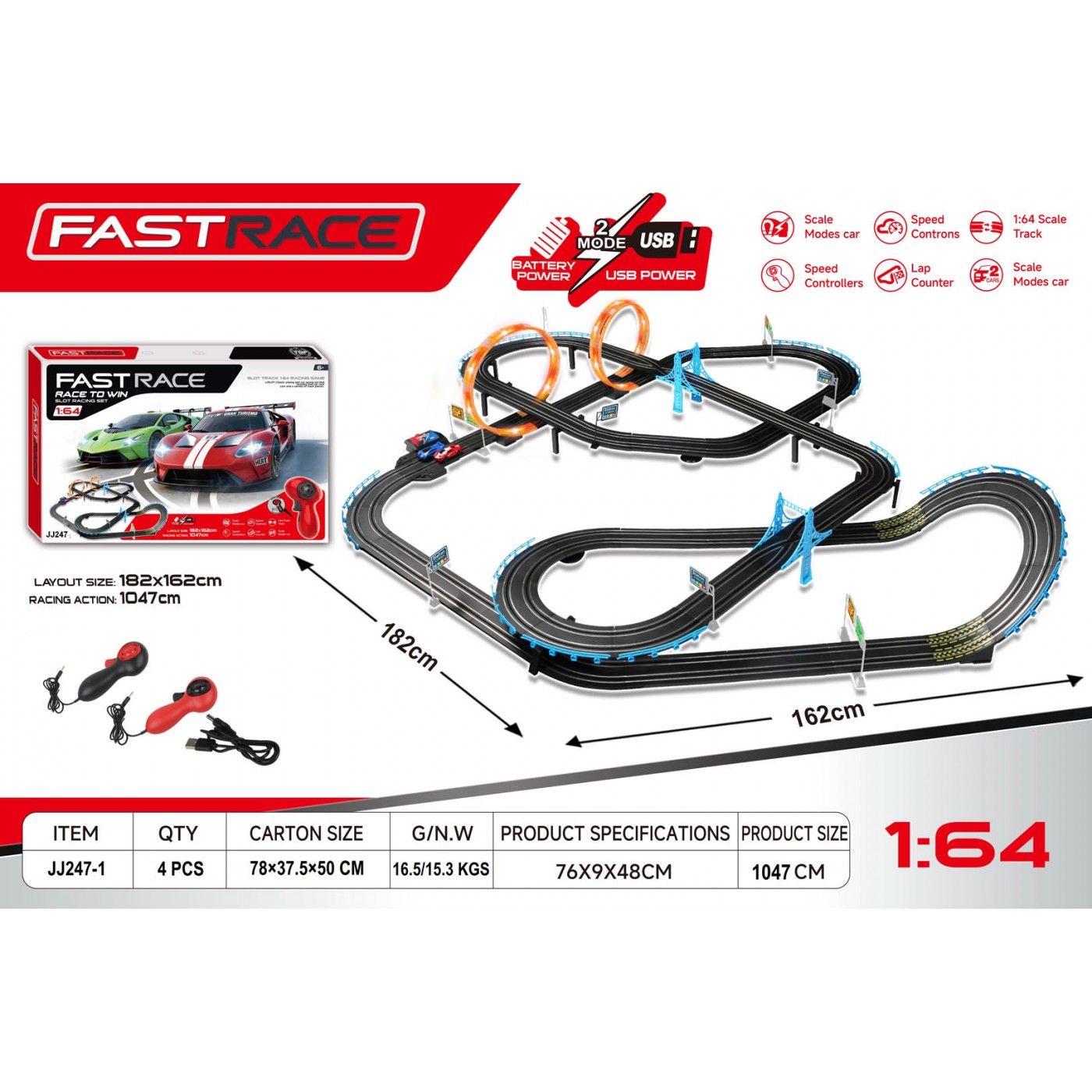 GIGA R/C pretekárska dráha TOYOTA 1:43 - 182x162 cm