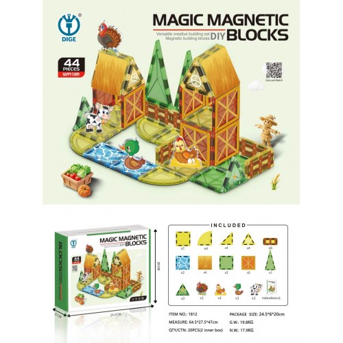 Sada magnetických blokov pre farmárov, 44 ks.