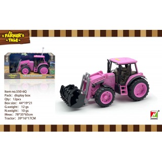 Ružový traktor 1:16 so svetelnými a zvukovými funkciami