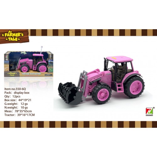 Ružový traktor 1:16 so svetelnými a zvukovými funkciami