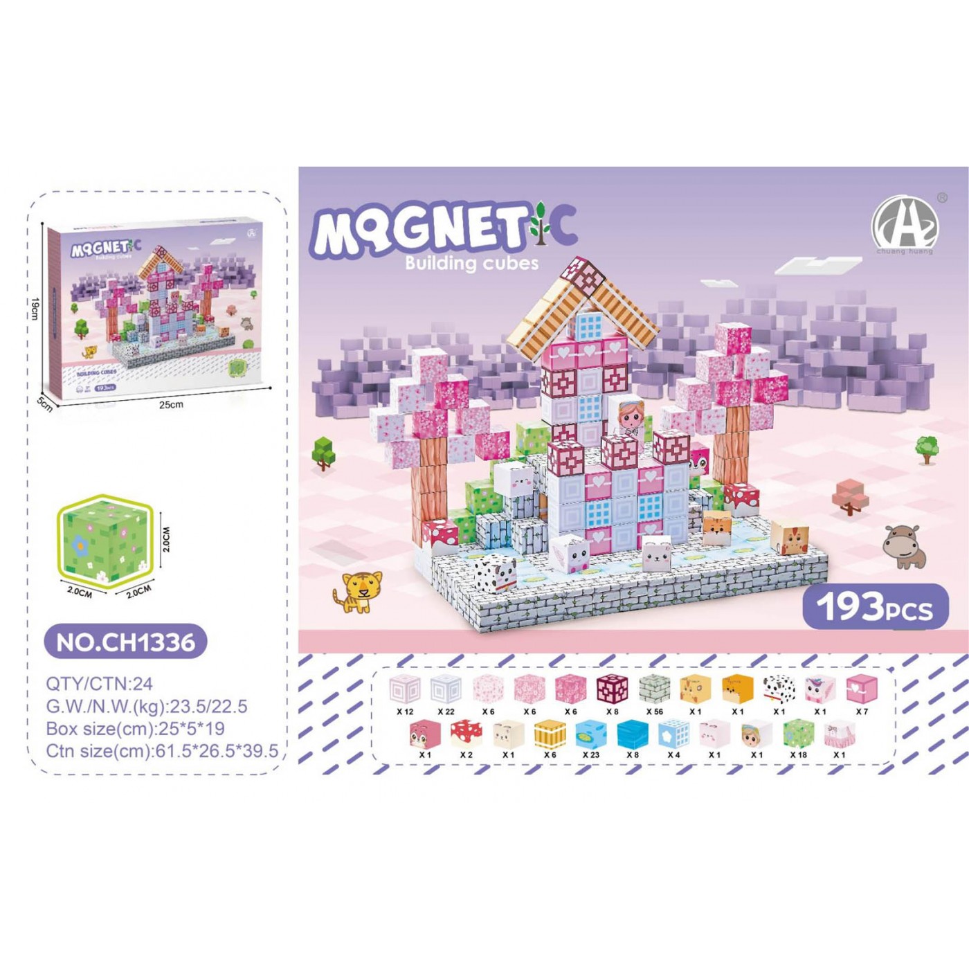 Sada magnetických kociek, magnetické kocky 193el.