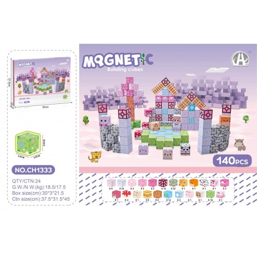 Sada magnetických kociek, magnetické kocky 140el.