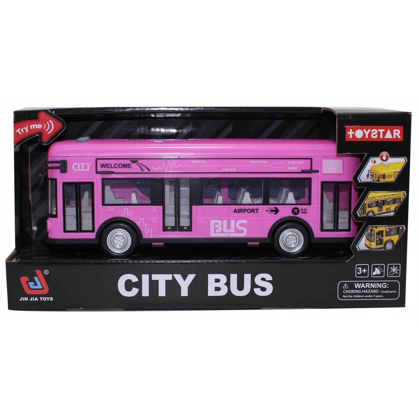 Ružový autobus so zvukom a svetlami