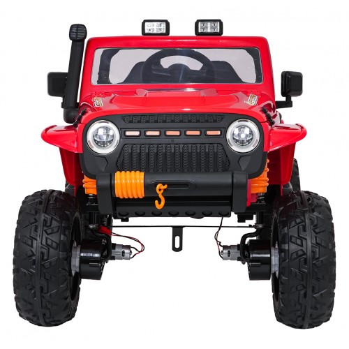 Červené vozidlo Jeep Monster