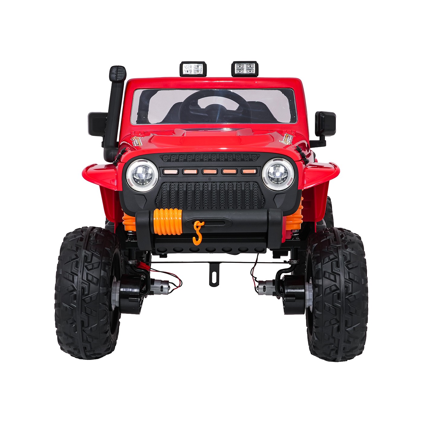 Červené vozidlo Jeep Monster