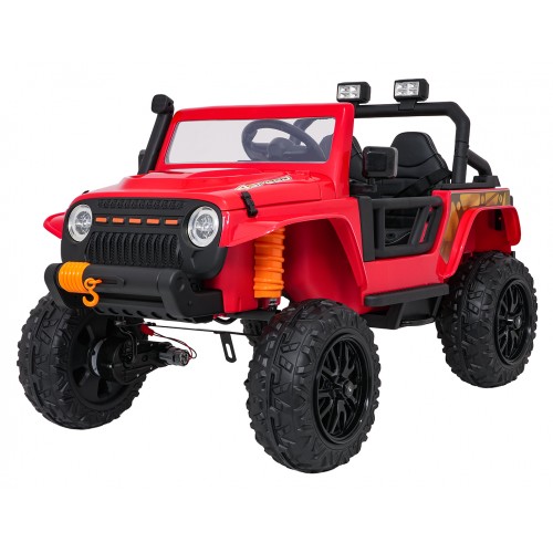 Červené vozidlo Jeep Monster