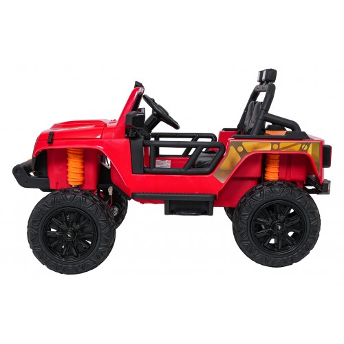 Červené vozidlo Jeep Monster