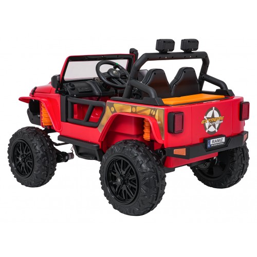 Červené vozidlo Jeep Monster