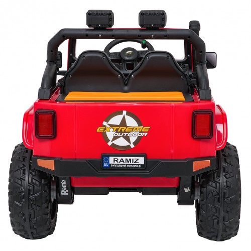 Červené vozidlo Jeep Monster
