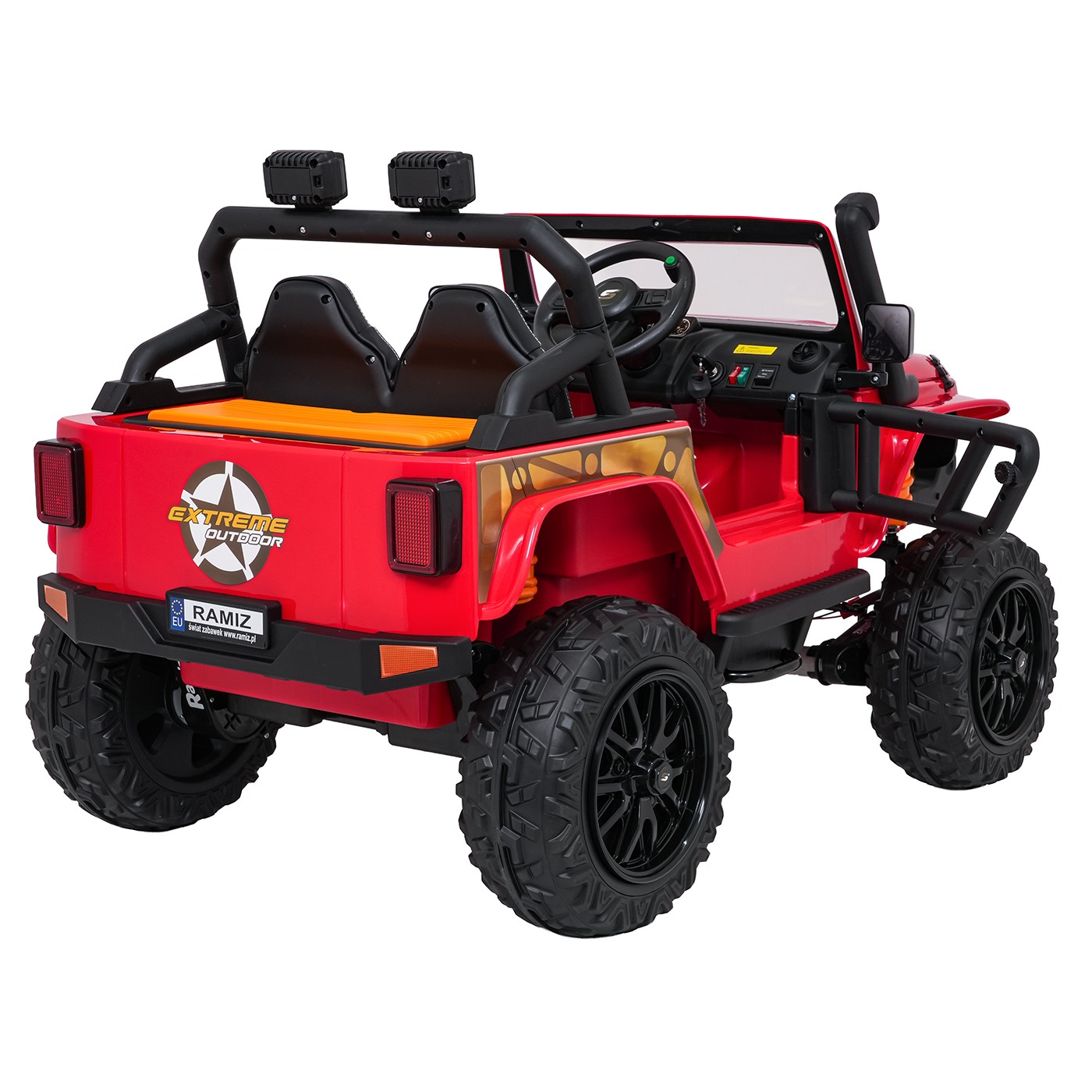 Červené vozidlo Jeep Monster