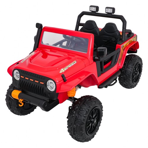Červené vozidlo Jeep Monster