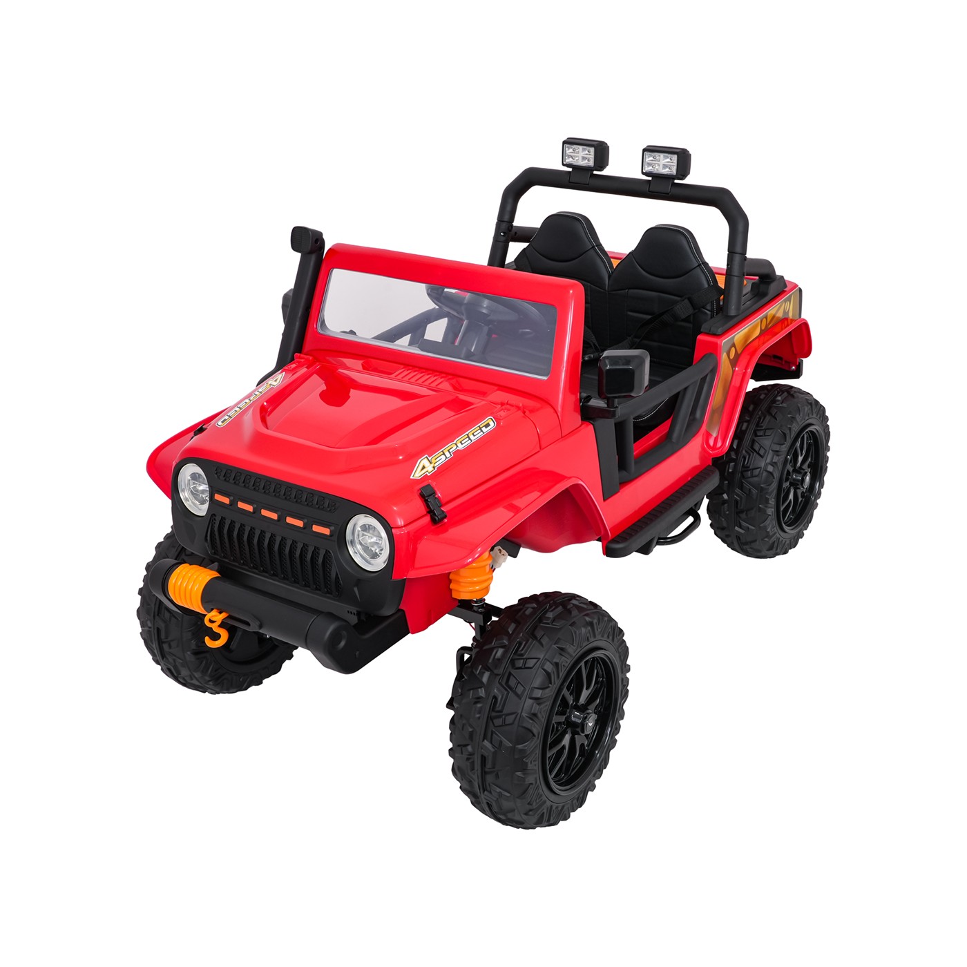Červené vozidlo Jeep Monster