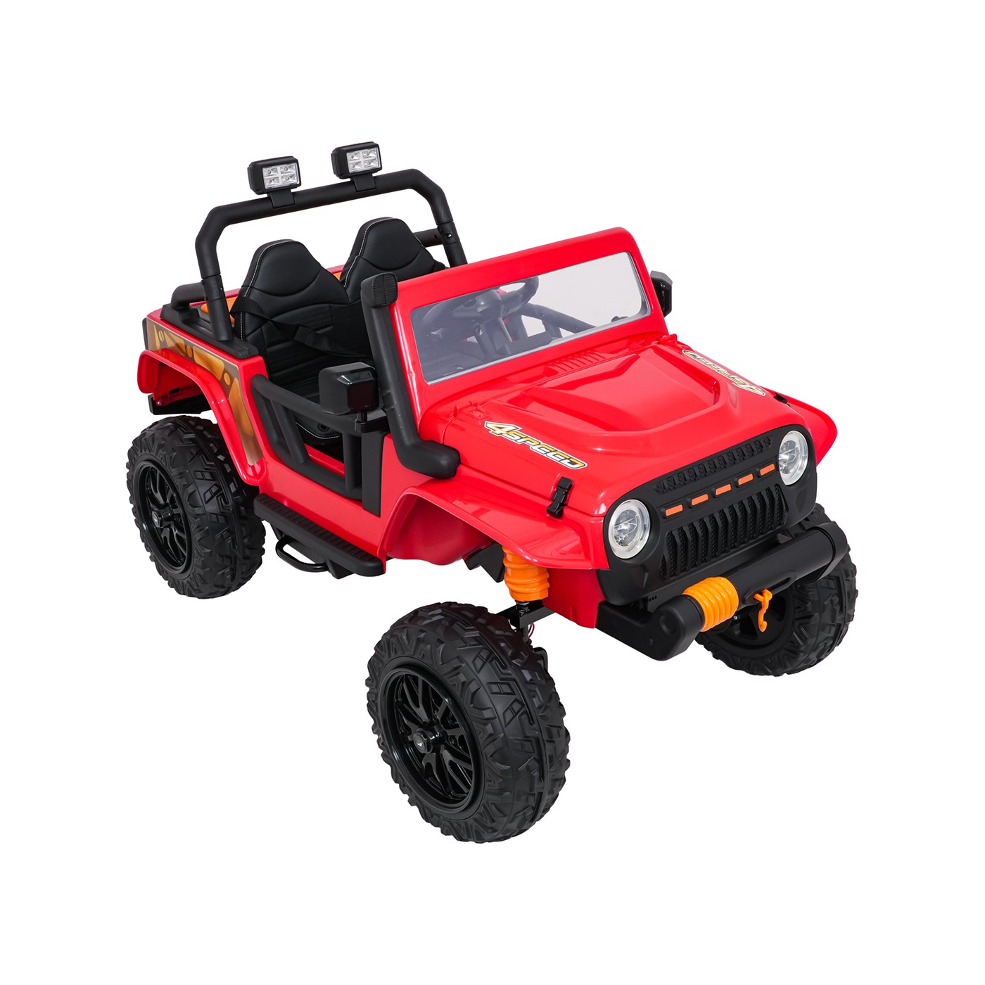 Červené vozidlo Jeep Monster