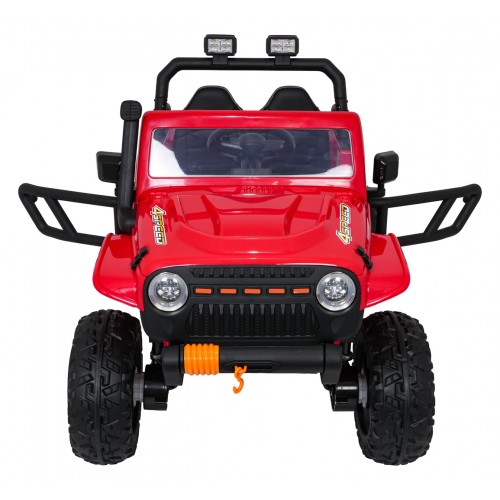 Červené vozidlo Jeep Monster