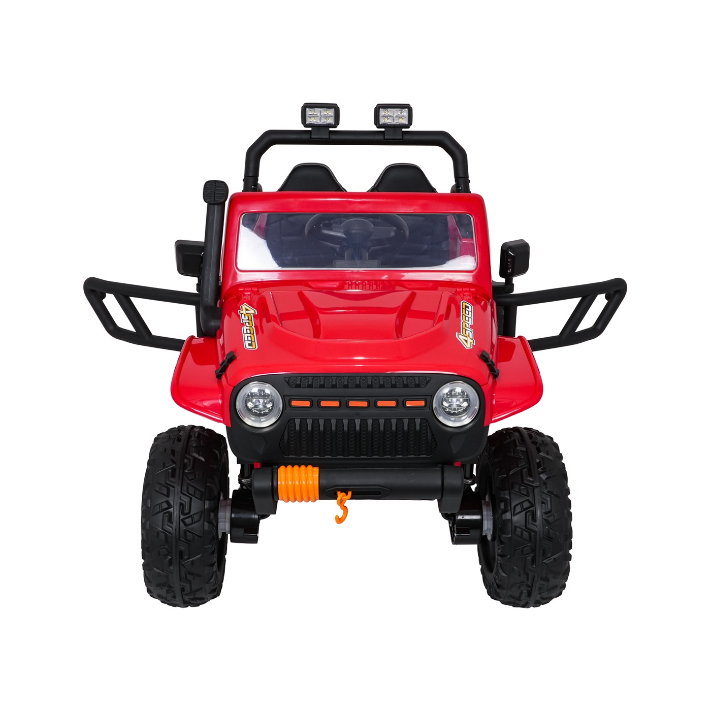 Červené vozidlo Jeep Monster