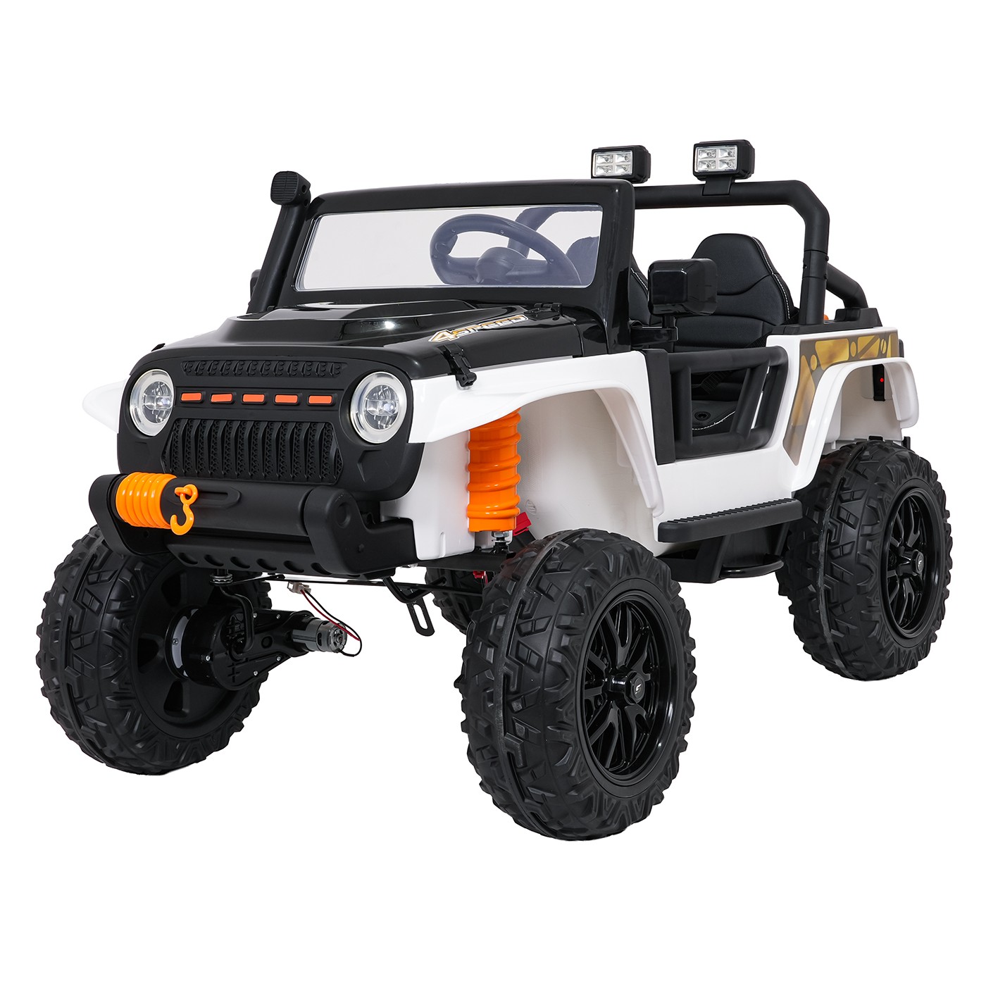 Biele vozidlo Jeep Monster
