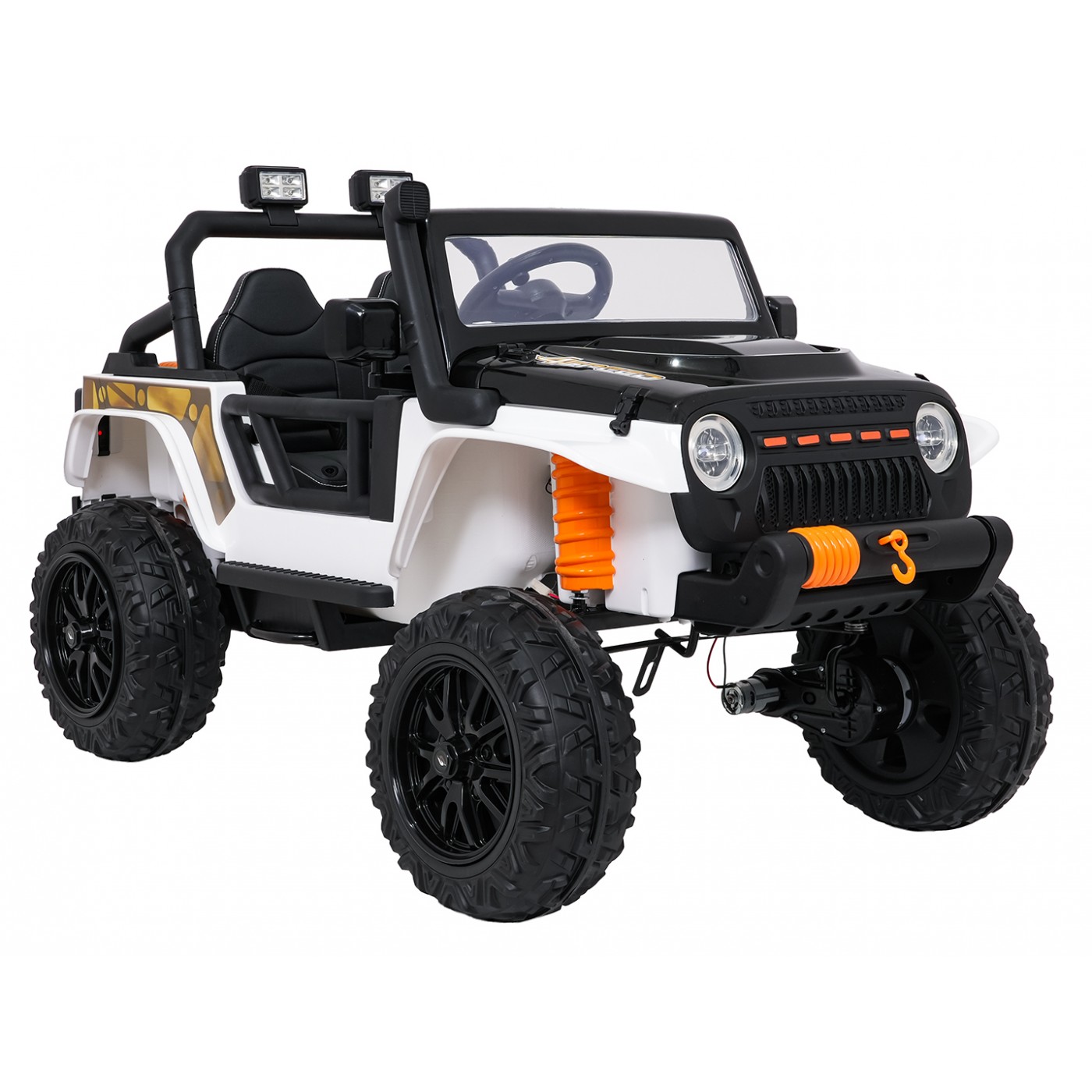 Biele vozidlo Jeep Monster