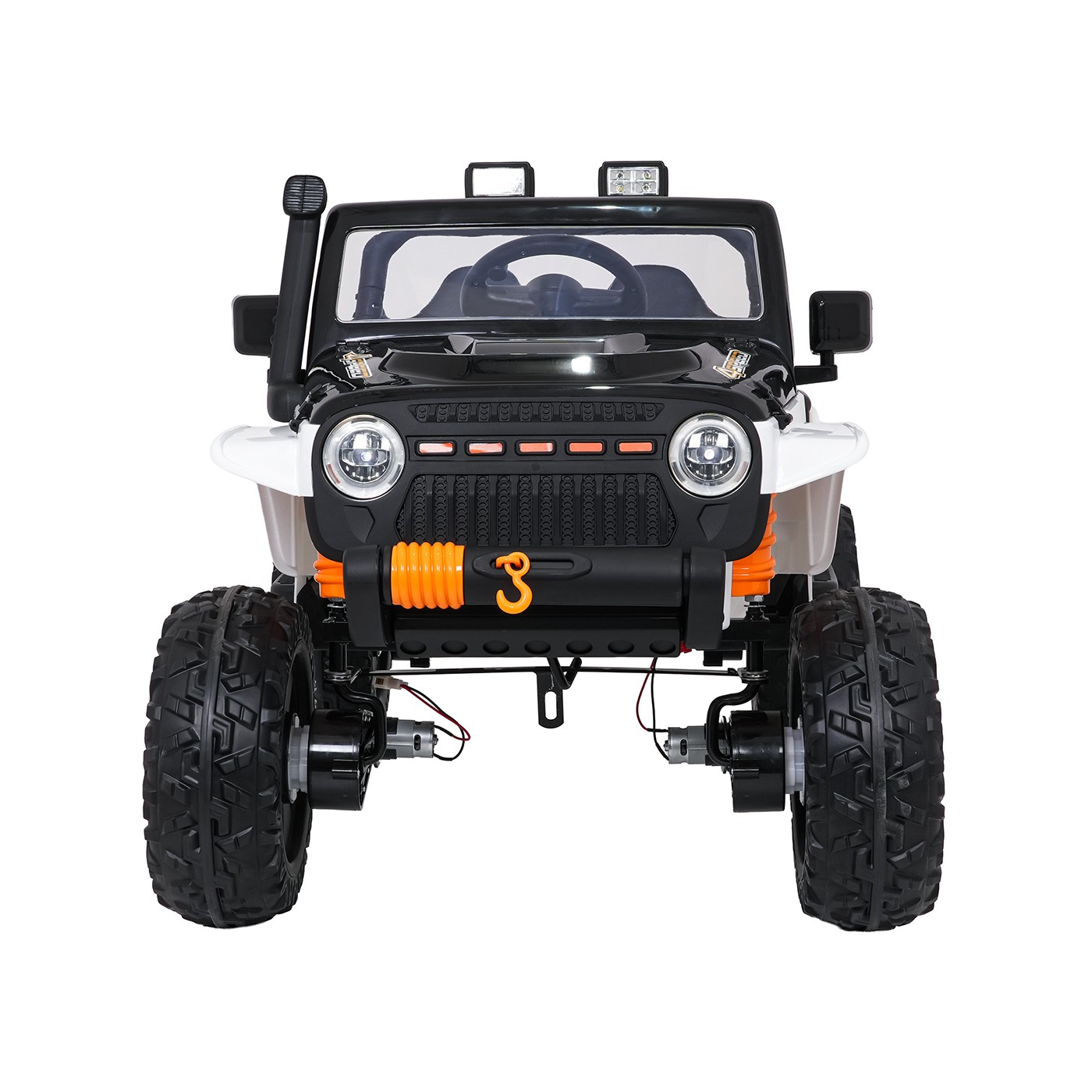 Biele vozidlo Jeep Monster
