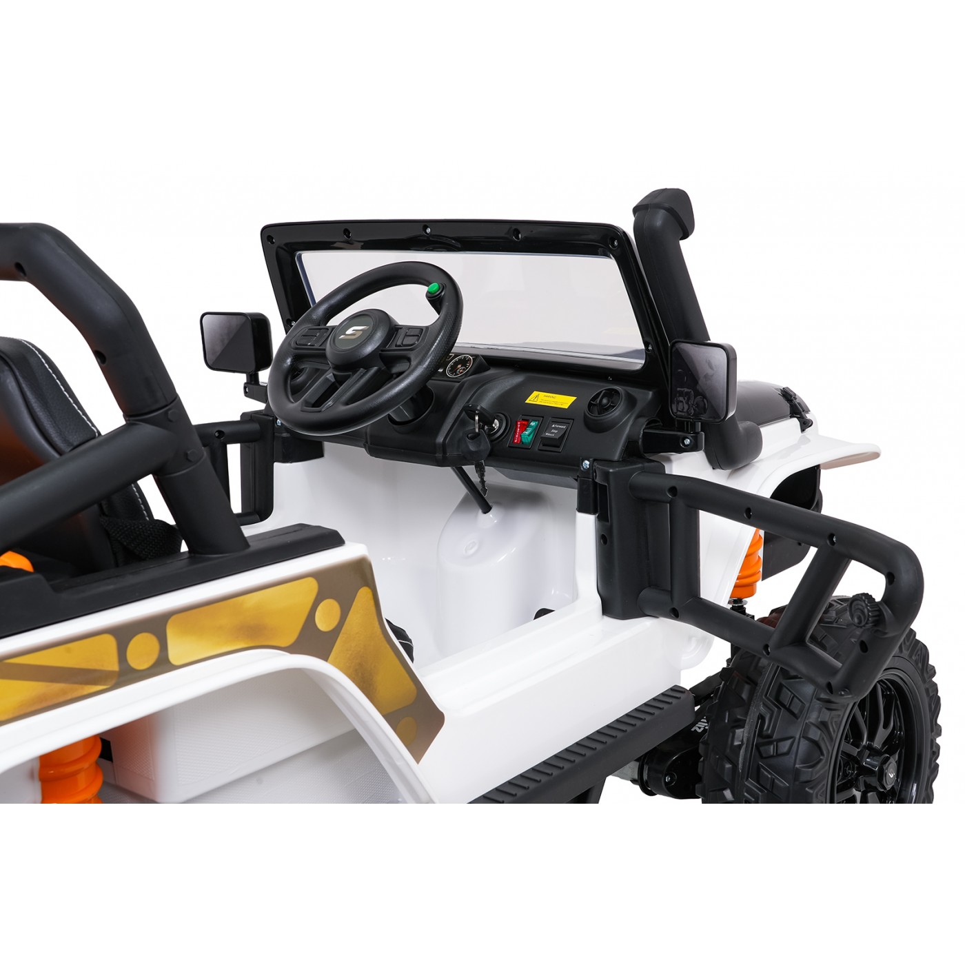 Biele vozidlo Jeep Monster