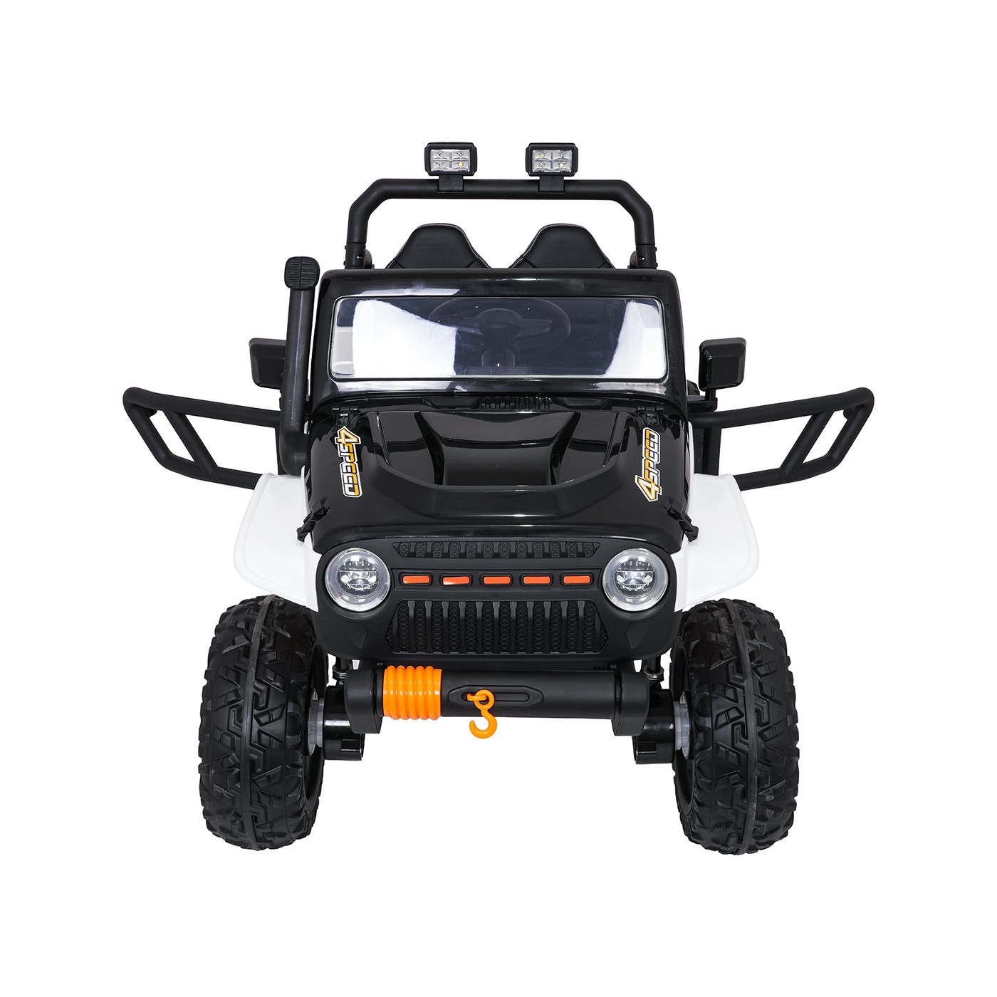 Biele vozidlo Jeep Monster