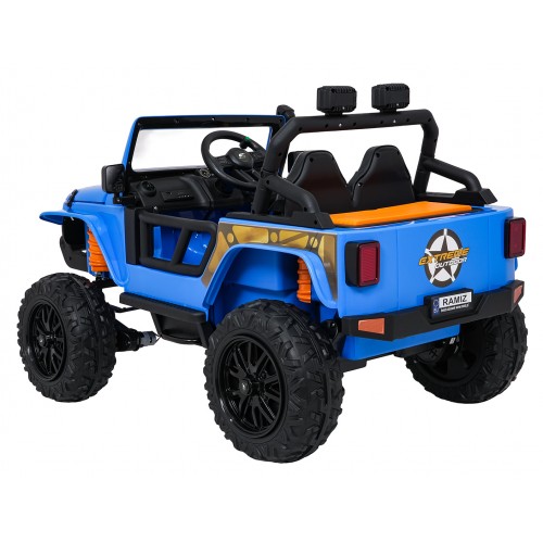 Modré vozidlo Jeep Monster