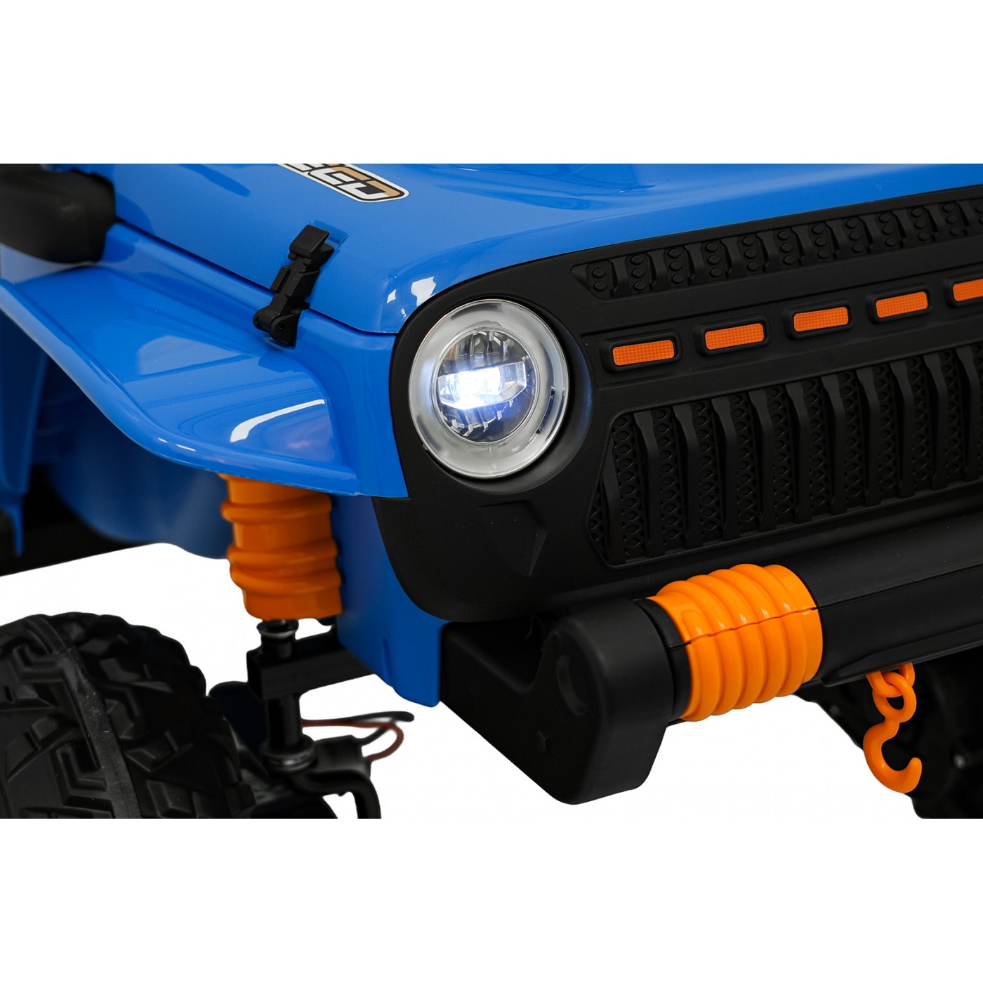 Modré vozidlo Jeep Monster