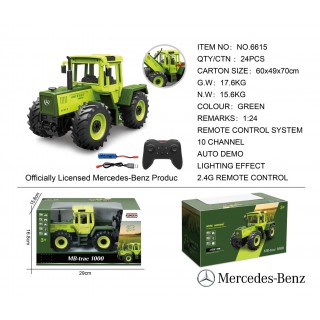 Traktor zelený 1:24 s diaľkovým ovládaním Mercedes Benz