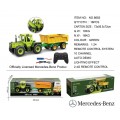 Zelený traktor 1:24 s diaľkovým ovládaním Mercedes Benz + žltý príves