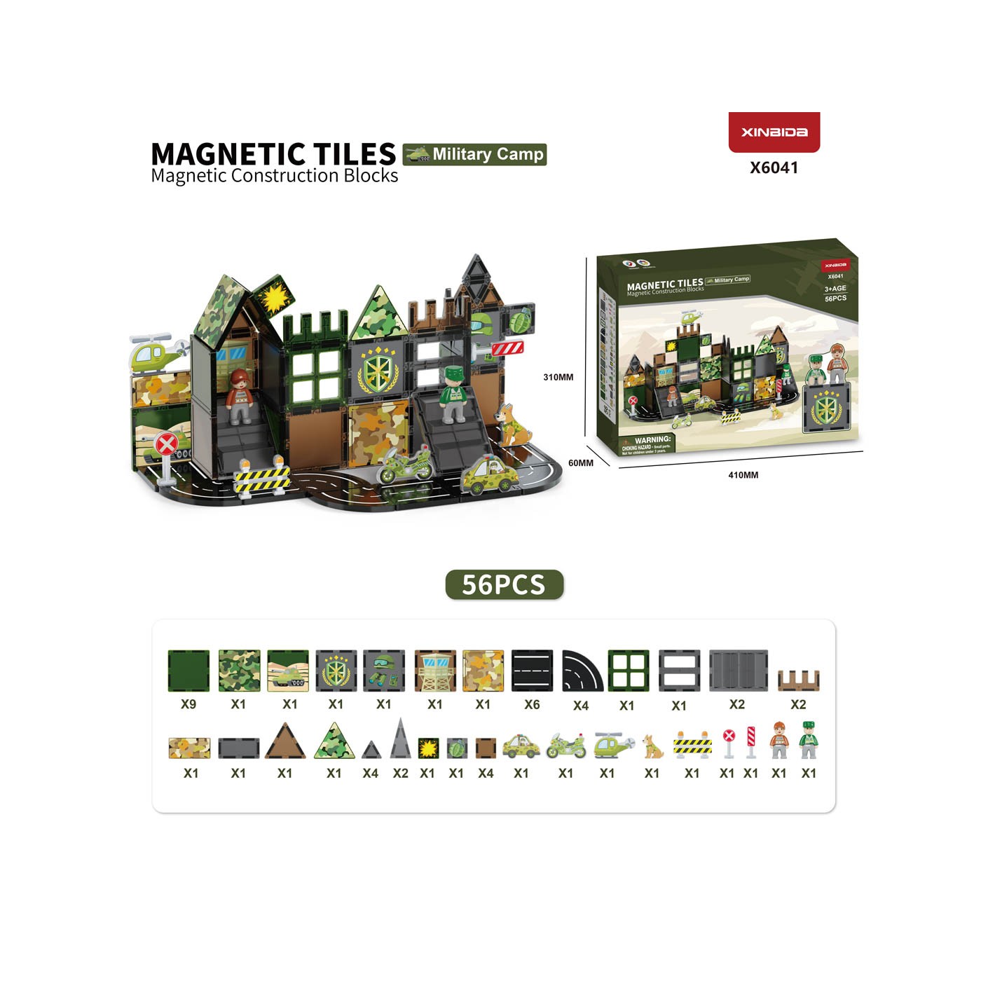 Magnetické tehly Army 56el.
