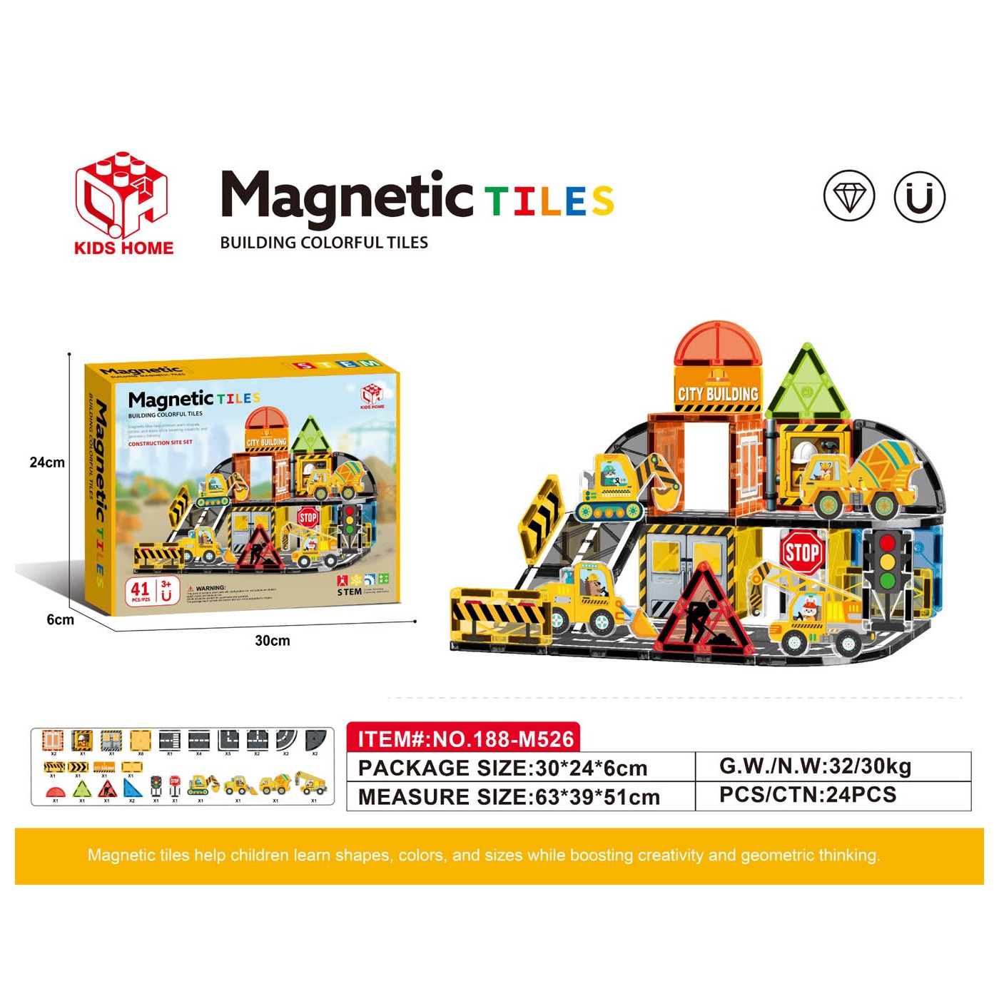 Sada magnetických tehličiek na stavenisko 41el.
