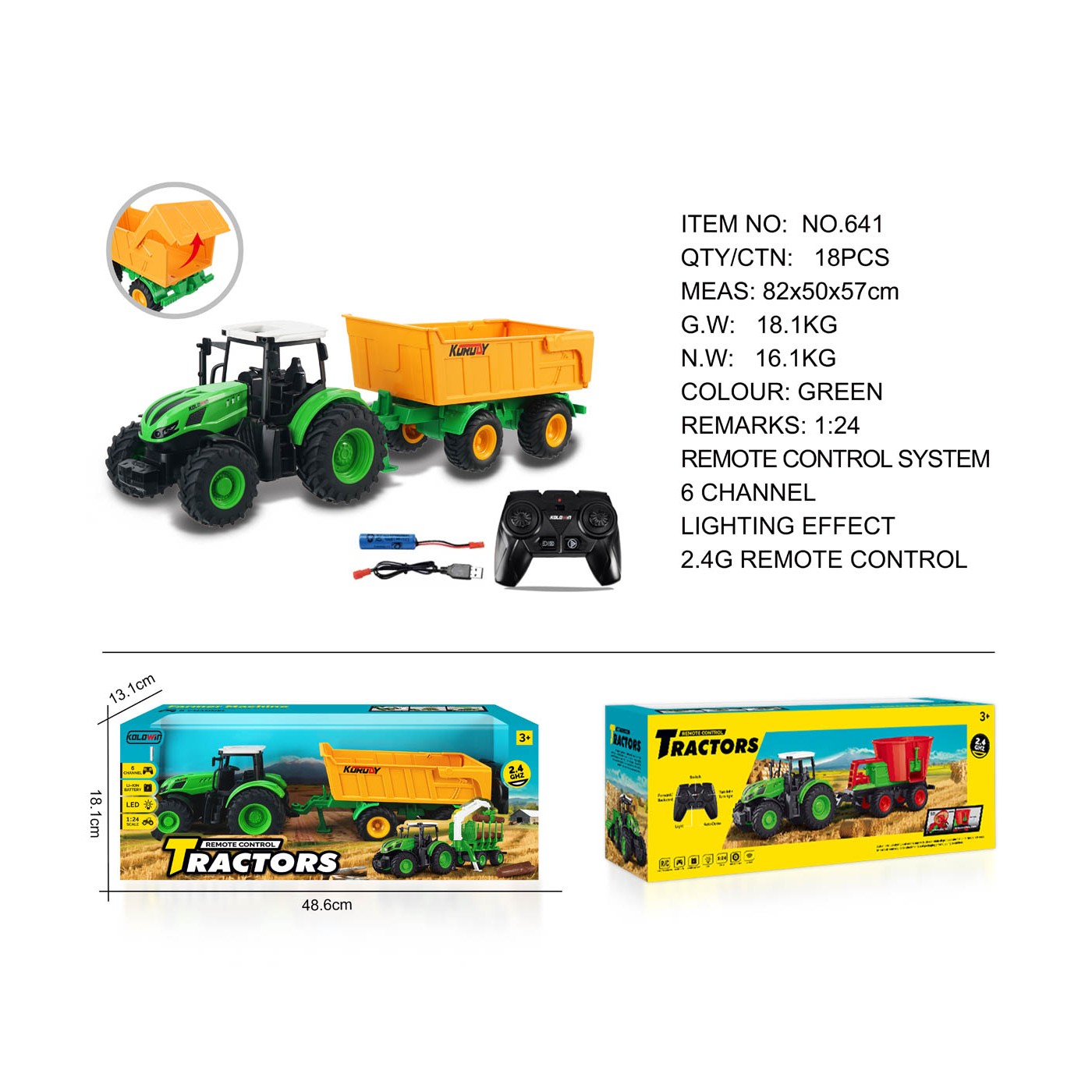 Ťahač s otvárateľným žltým návesom R/C 1:24