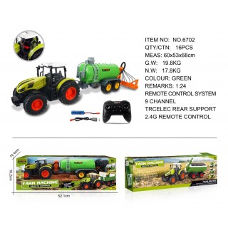 Zelený sudový traktor R/C 1:24