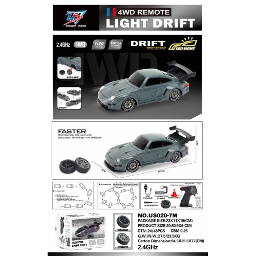 R/C Drift Car 1:20 so svetlami Funkcia zelená