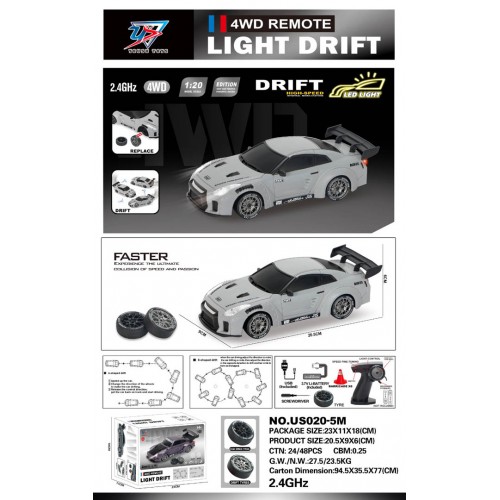 copy of R/C Drift Car 1:20 so svetlami Funkcia zelená
