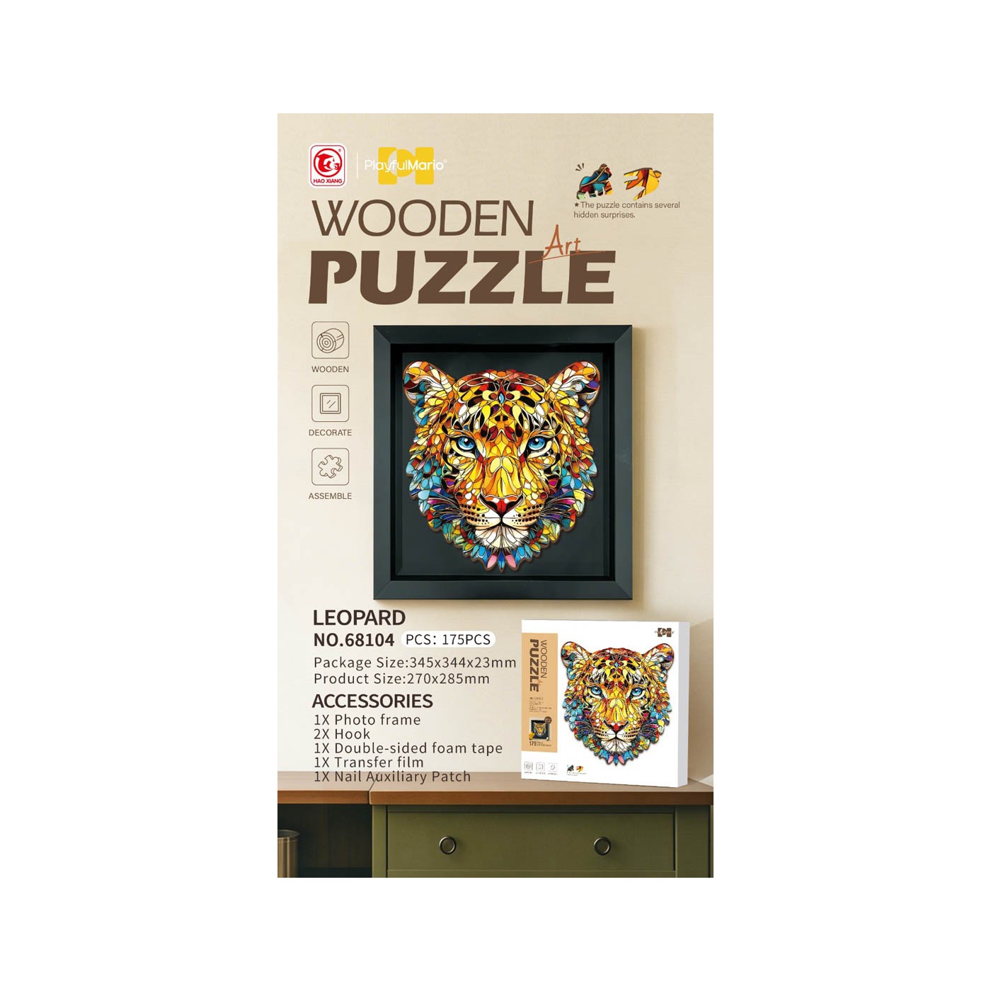 Drevené puzzle 175el. Tiger