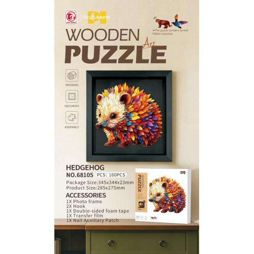 Sada drevených puzzle 160el. Ježko