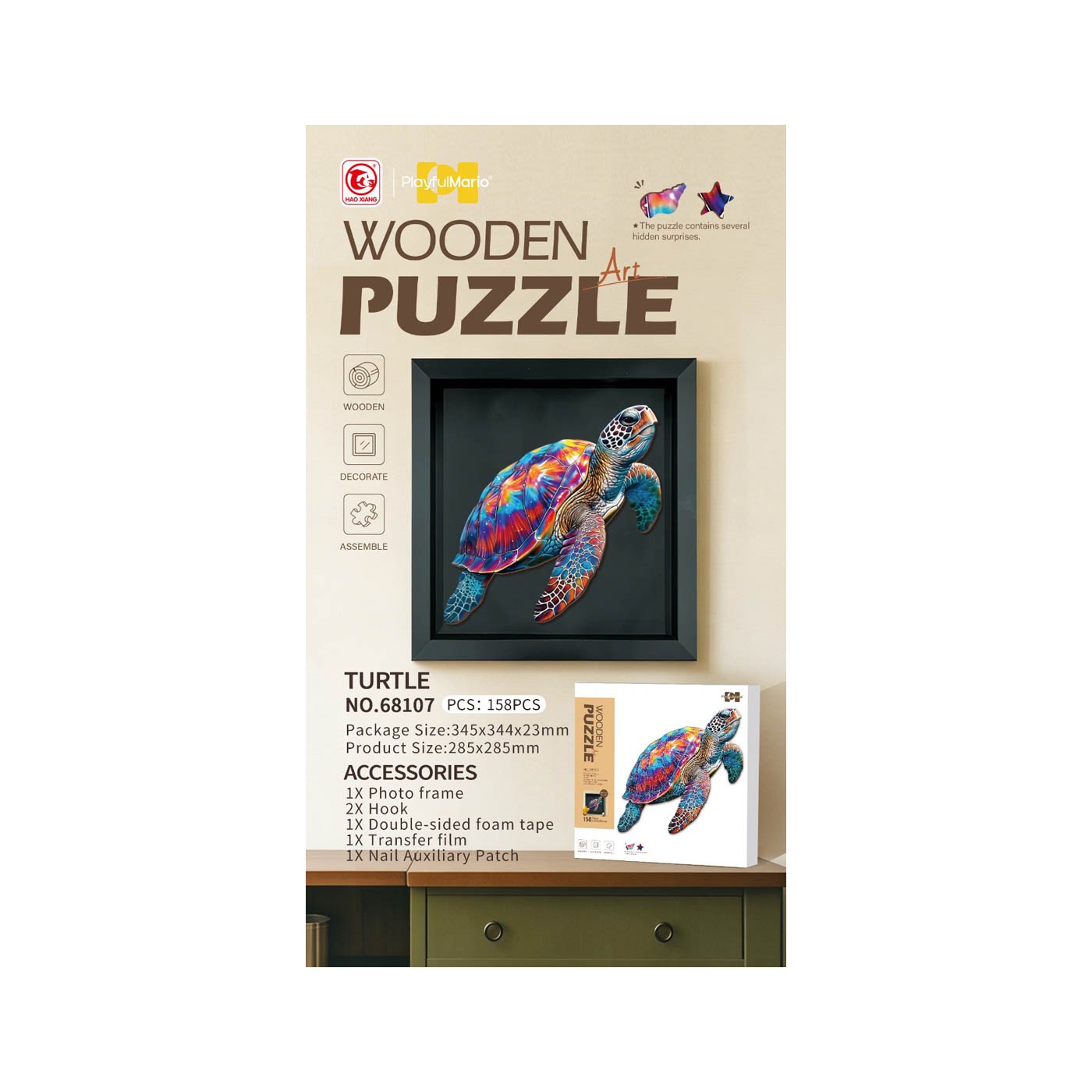 Drevené puzzle 158el. Želva
