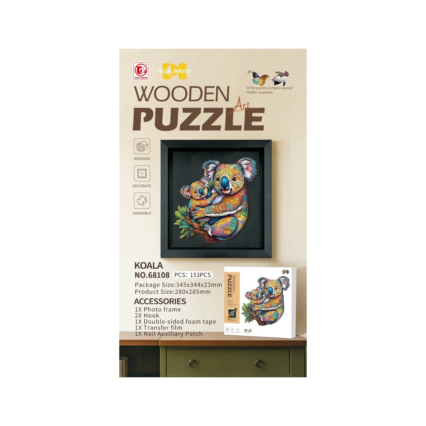 Drevené puzzle 153el. Koala