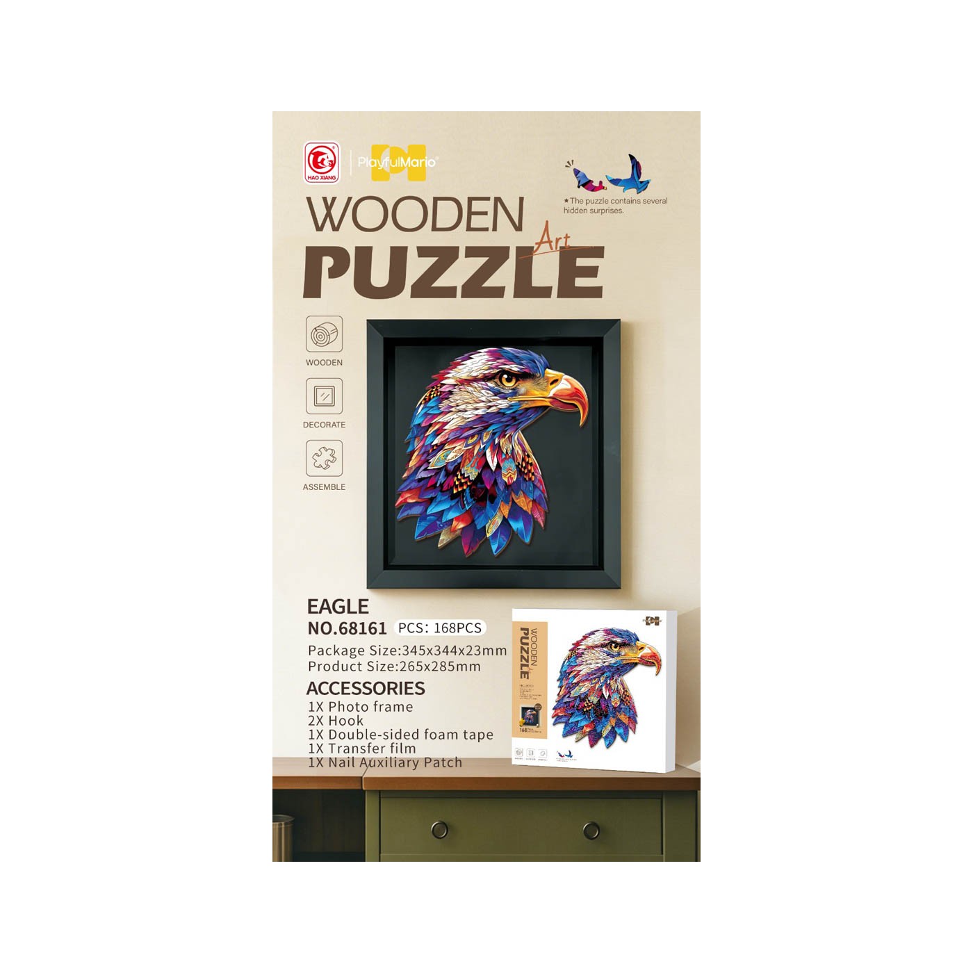 Sada drevených puzzle 168el. Orol