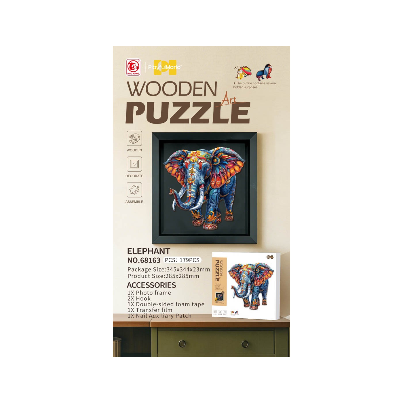 Drevené puzzle 179el. Slon