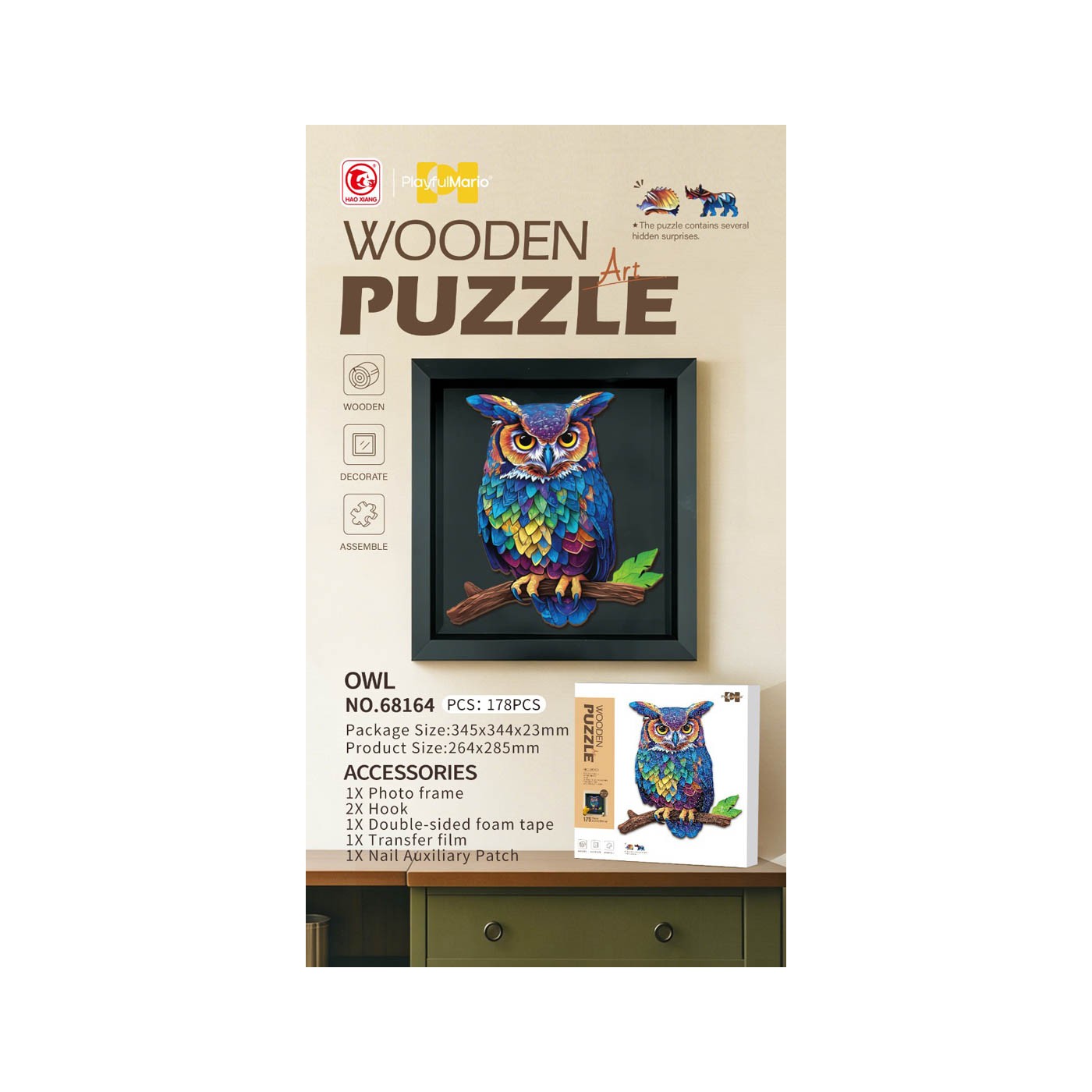 Drevené puzzle 178el. Sova