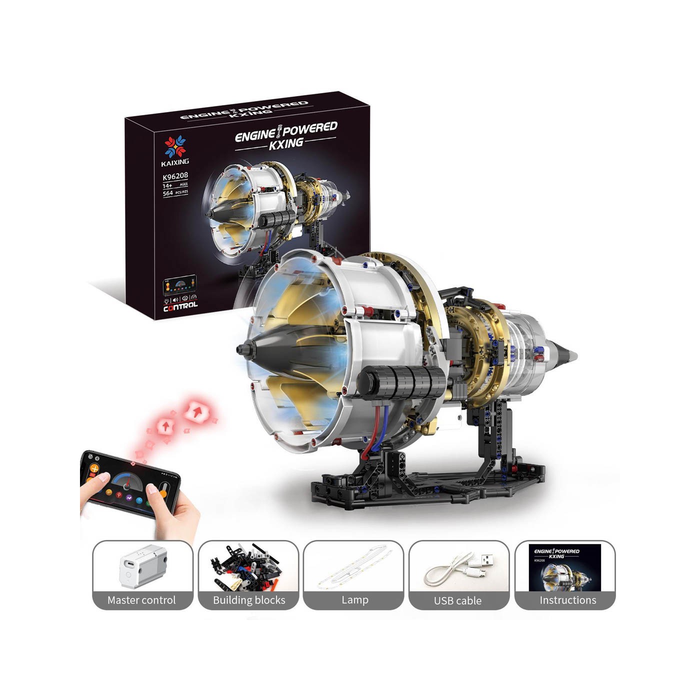 Sada tehál Motor s USB a svetlom 564el.