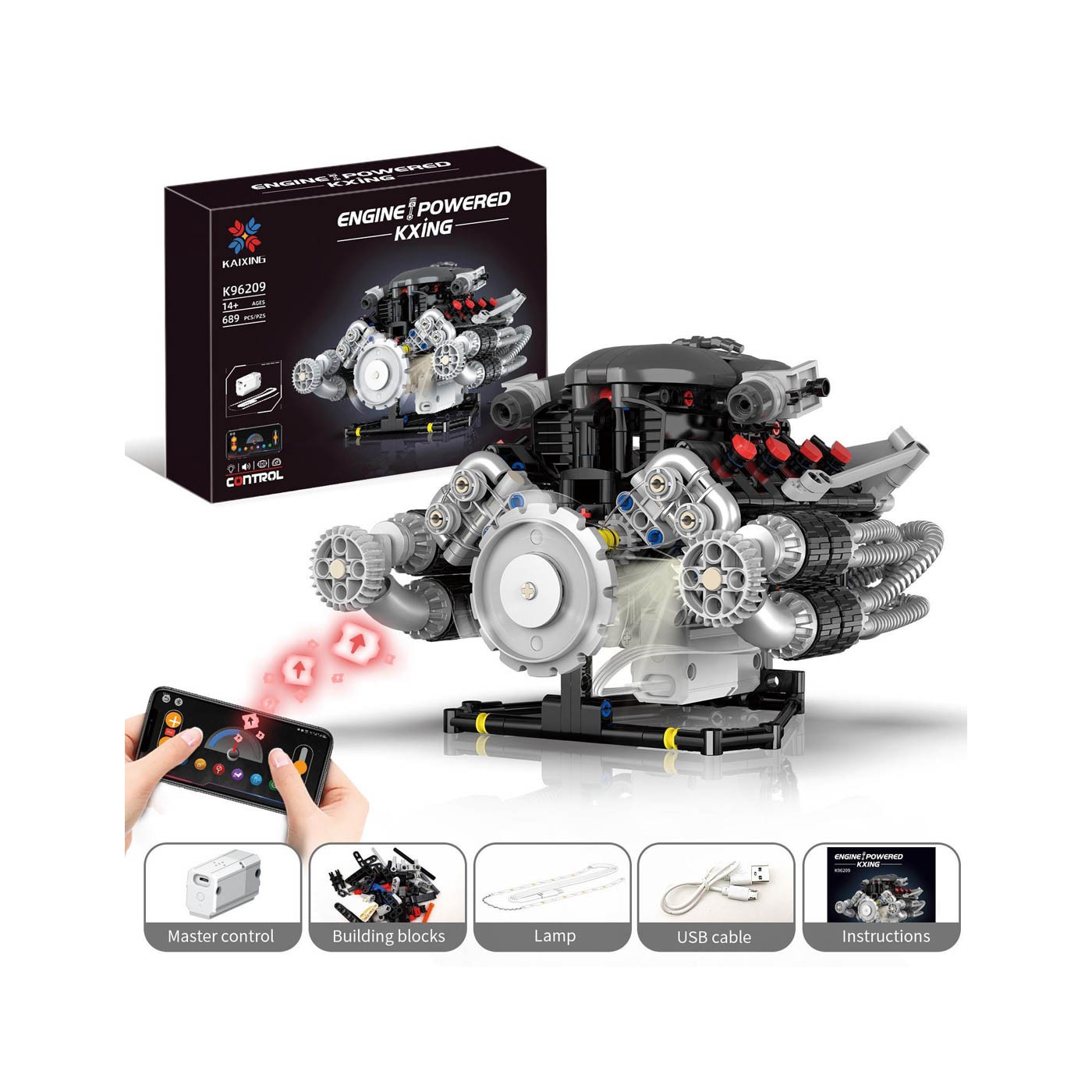 Sada tehál Motor s USB a svetlom 689el.