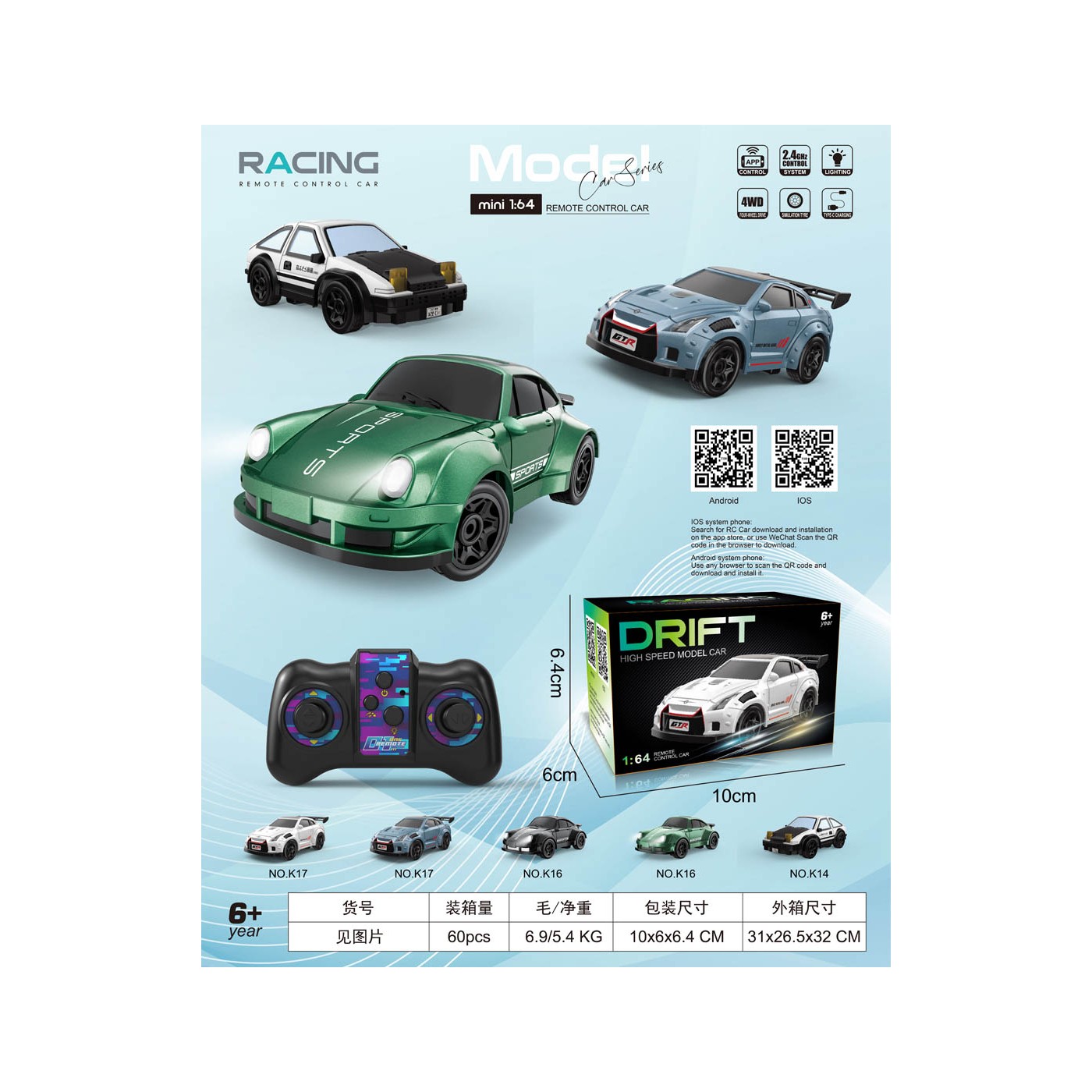 Driftovacie auto SPORT R/C 1:64 čierne