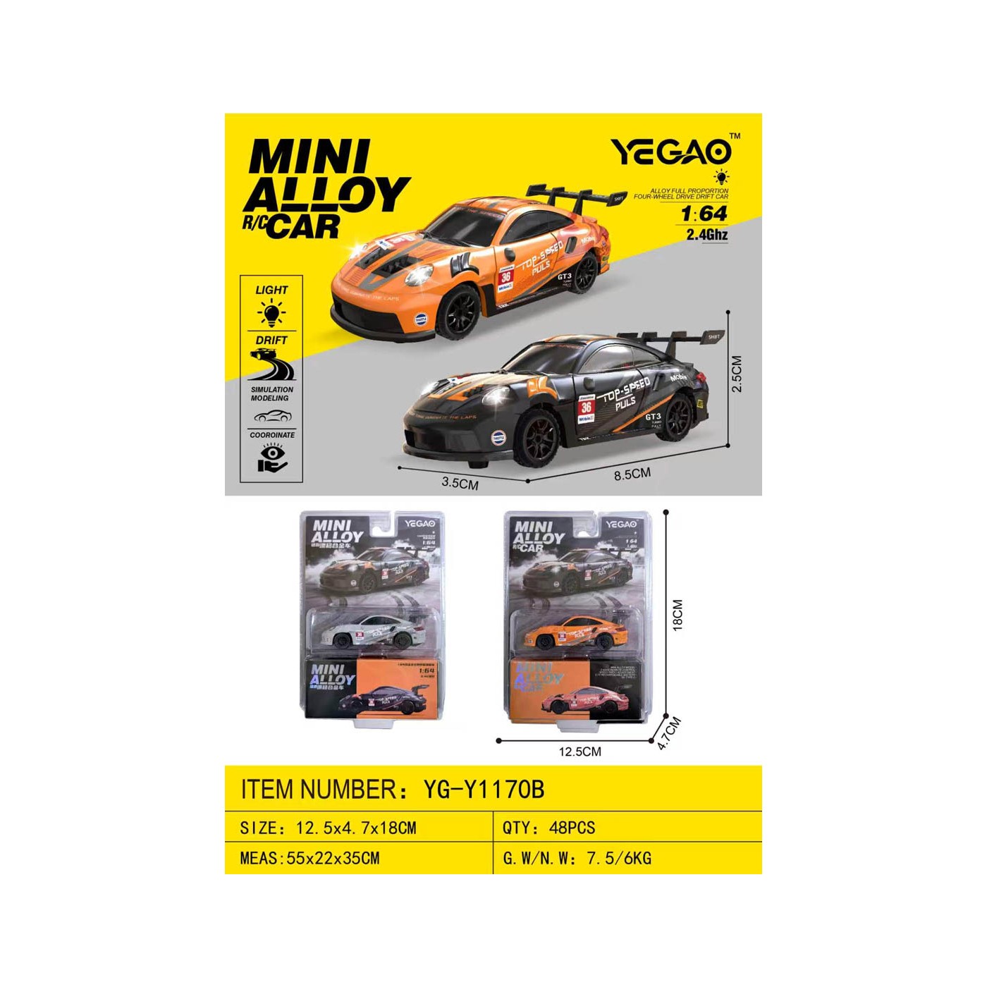 1:64 R/C TOP SPEED Drift Car Orange