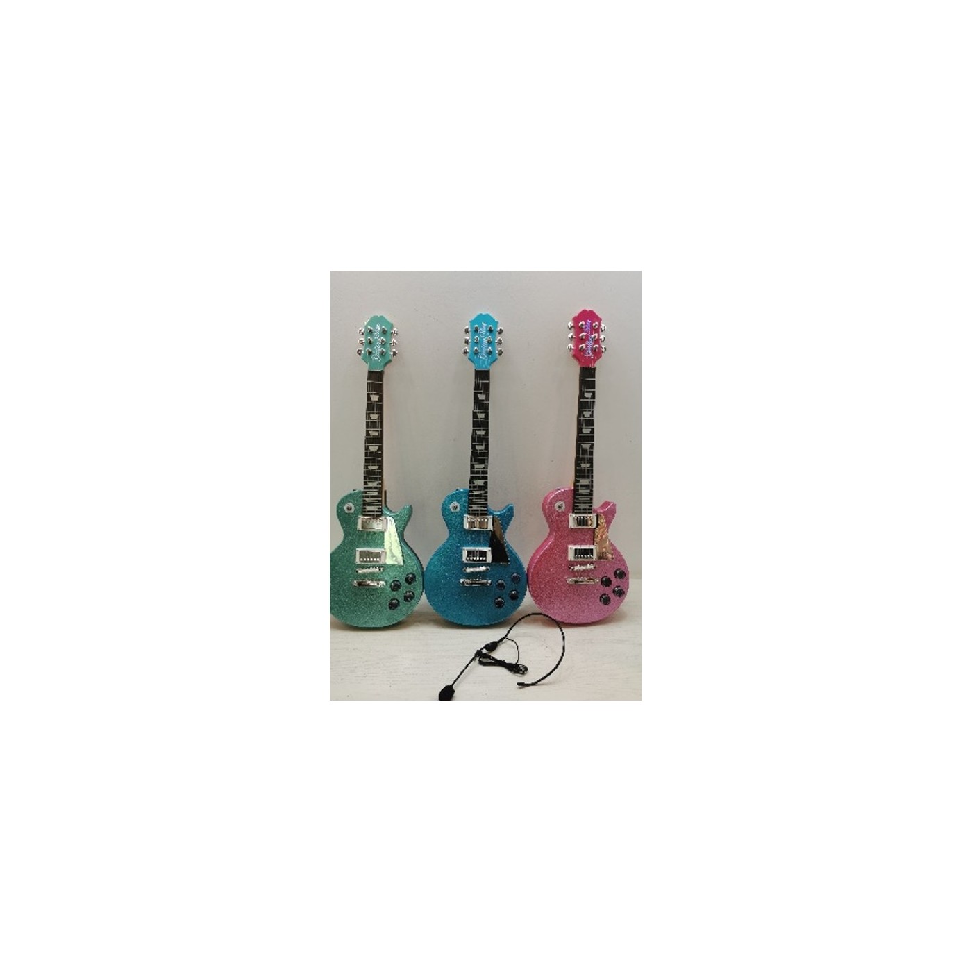 Elektrická gitara s mikrofónom ružová