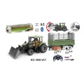Zelený traktor s prívesom R/C 1:20 + zvieratá